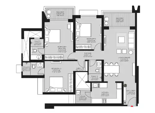 3 BHK Floor Plan
